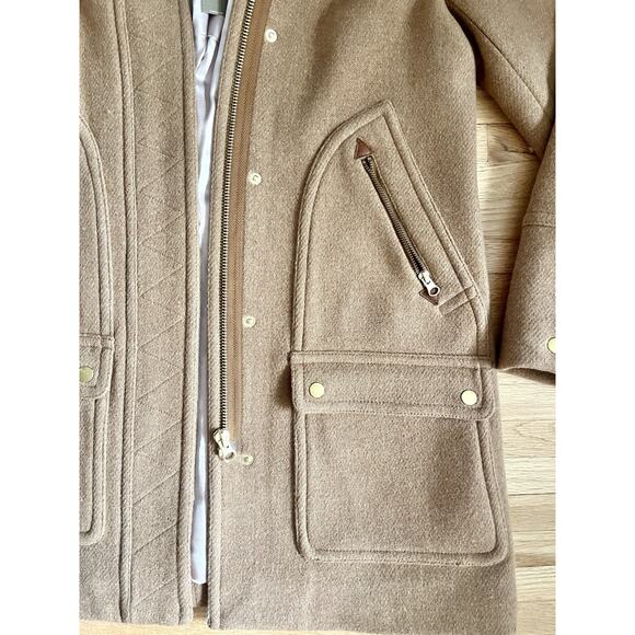 NEW J.Crew Size 2 Chateau Parka Coat Italian Stadium Cloth Wool Camel NWT - Picture 3 of 10